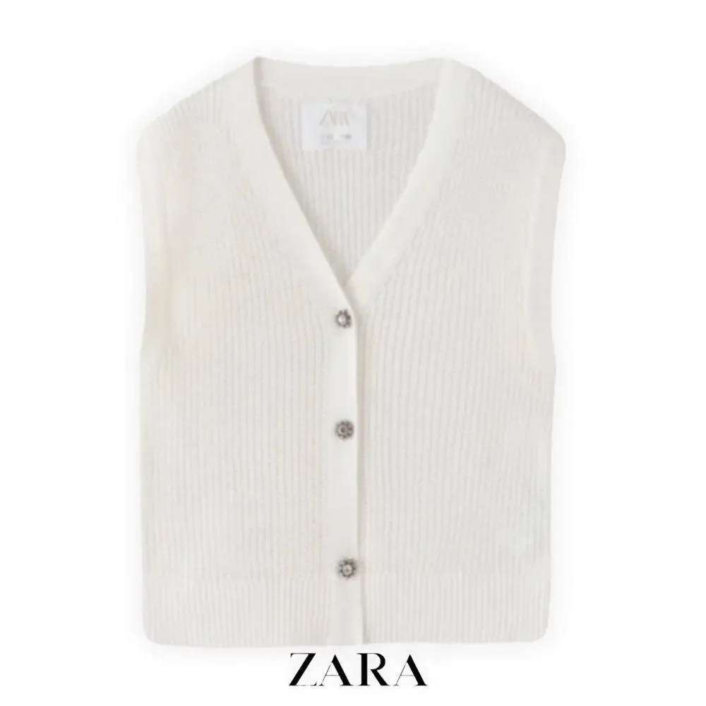 ZARA Kids | White | FLAP POCKET KNIT VEST